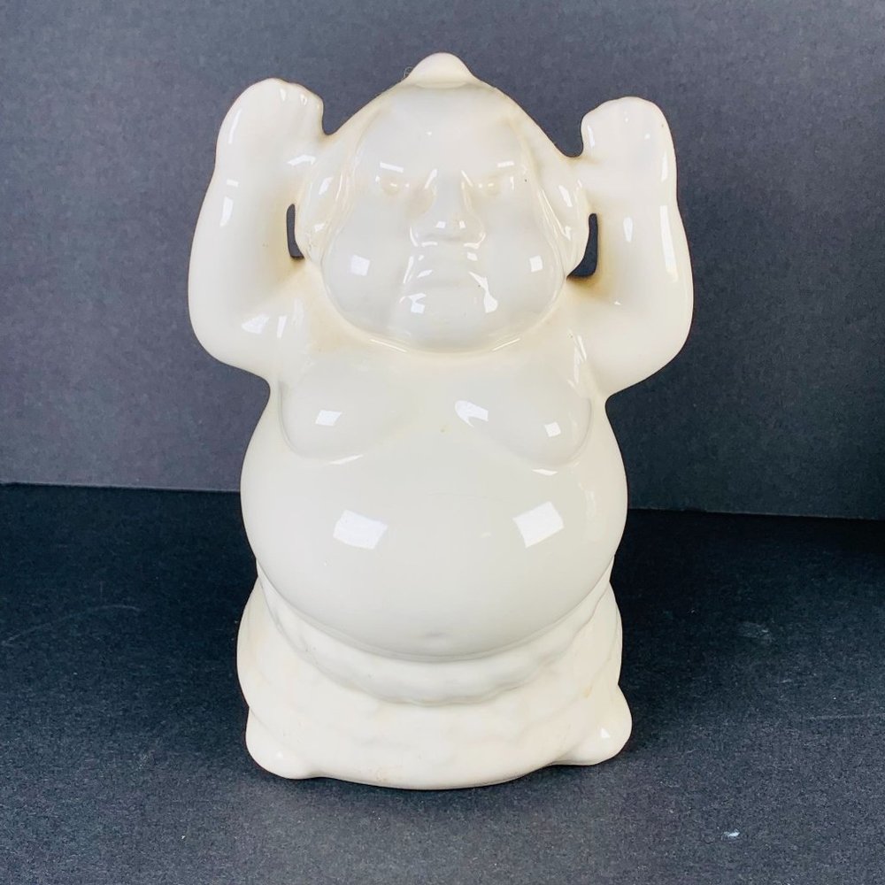 Benihana Sumo Wrestler Mug Incense Holder White Ceramic Glazed Signed Rare Disco